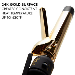 Hot Tools Pro Artist 24K gold curling iron at 430°F max for all hair types.