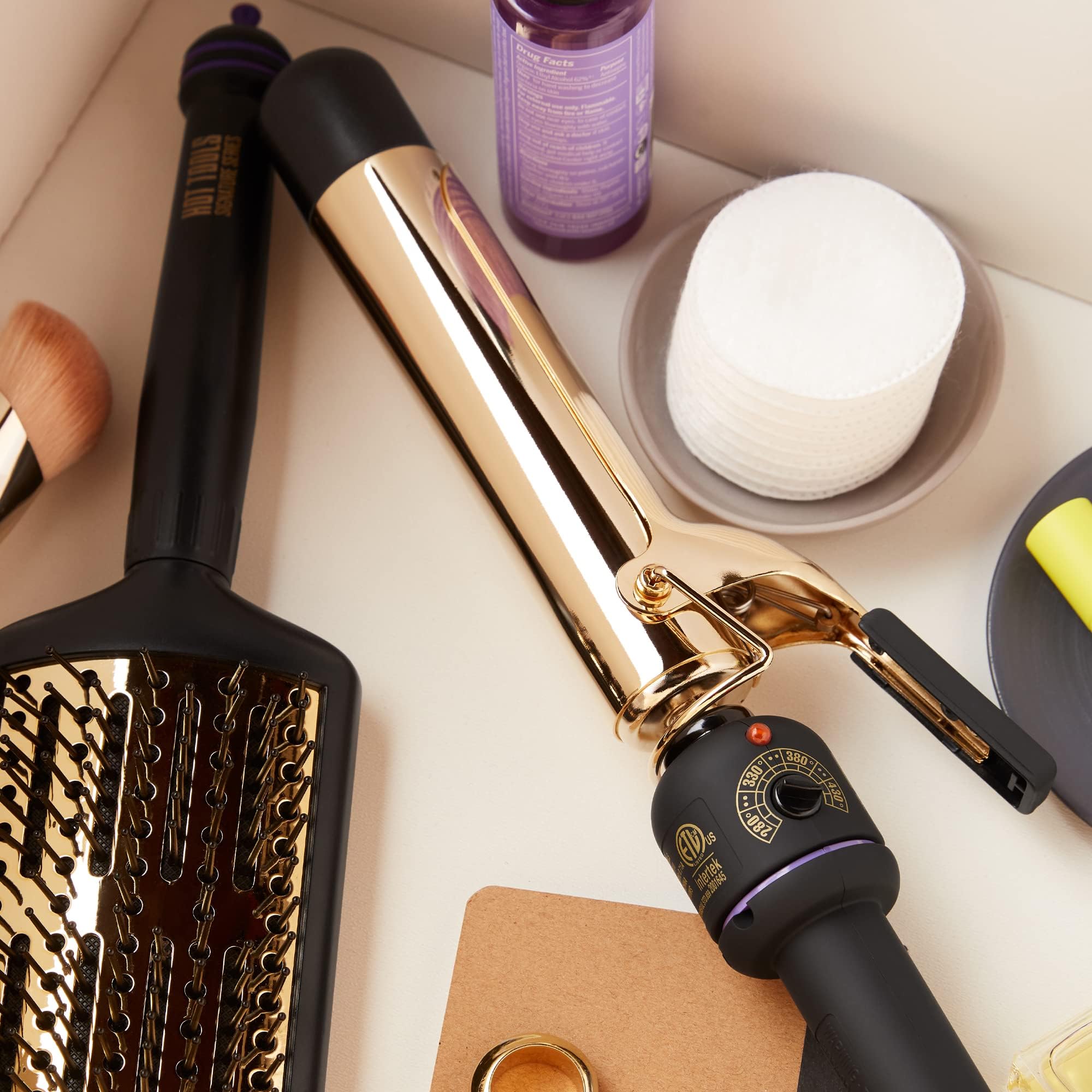Hot Tools Pro Artist 24K gold curling iron 8ft swivel cord flexibility.
