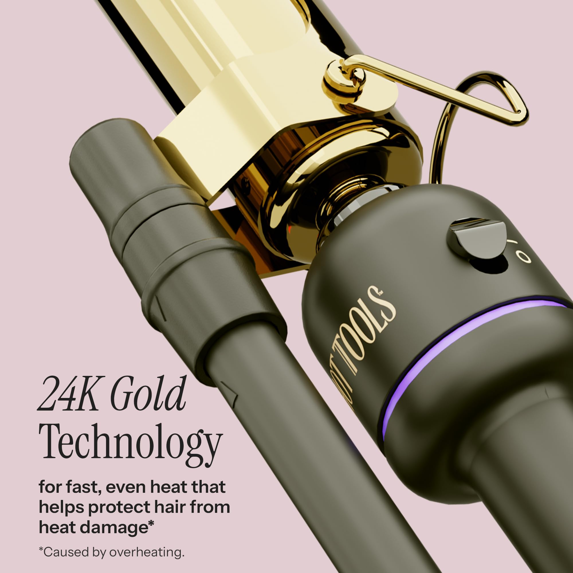 Hot Tools Pro Artist 24K Gold Marcel iron in use demonstrates snappy curls.