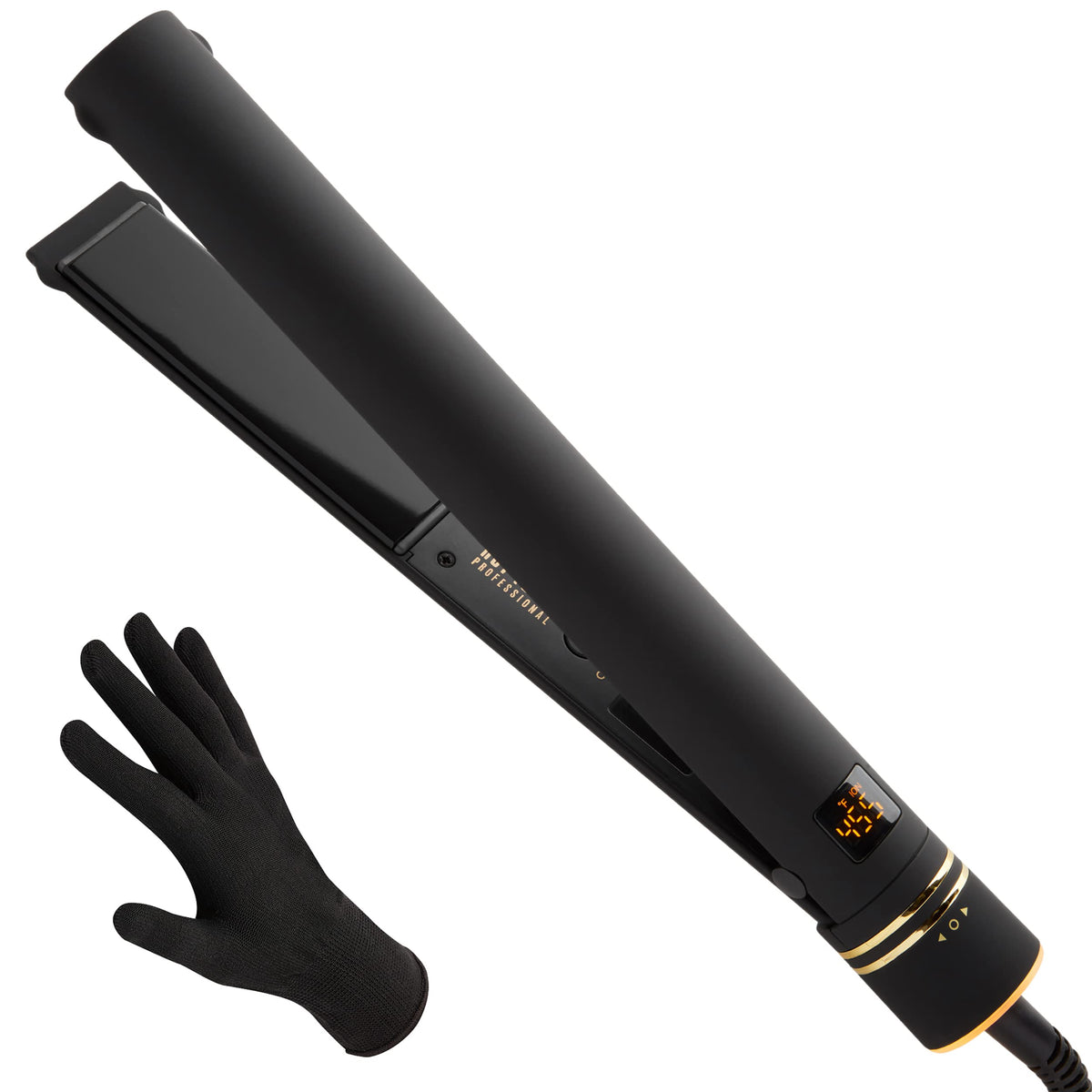 HOT TOOLS Pro Artist Black Gold Flat Iron close-up plates deliver ultra-smooth salon finish