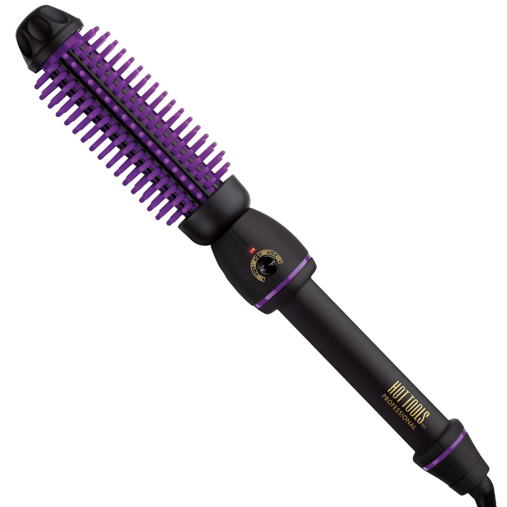 Hot Tools Pro Artist heated silicone bristle brush close-up on 1-inch barrel for root lift