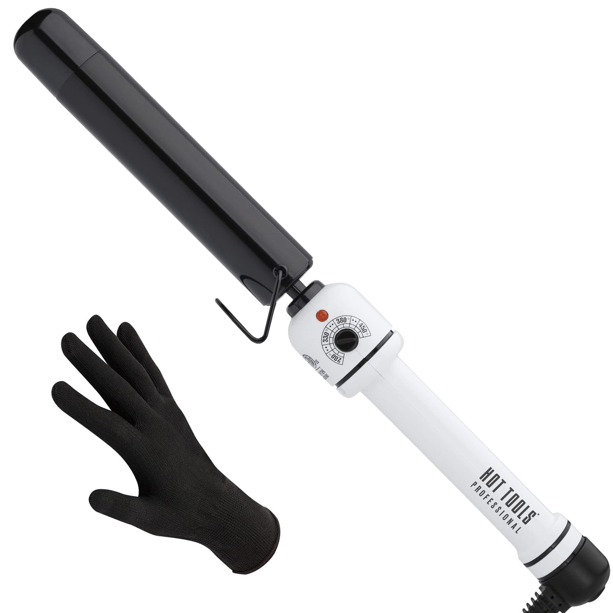 HOT TOOLS Pro Artist Nano Ceramic Curling Wand shows 1-1/4 inch barrel for smooth curls.