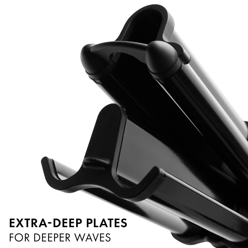 Hot Tools Pro Artist Nano Ceramic Deep Waver micro-shine barrel delivers ultra-smooth styling.