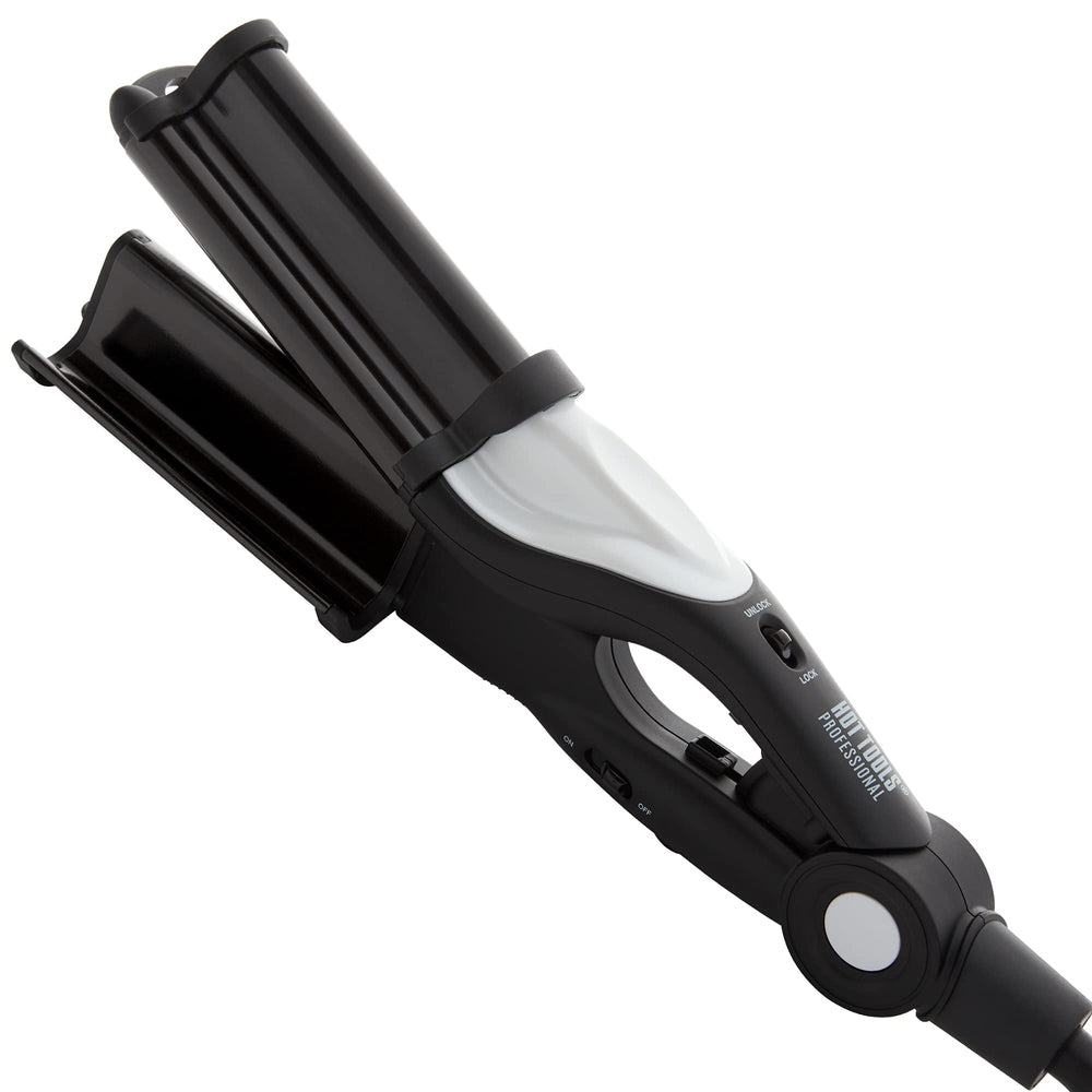 Hot Tools Pro Artist Nano Ceramic Deep Waver overview shows smooth glide and frizz control.