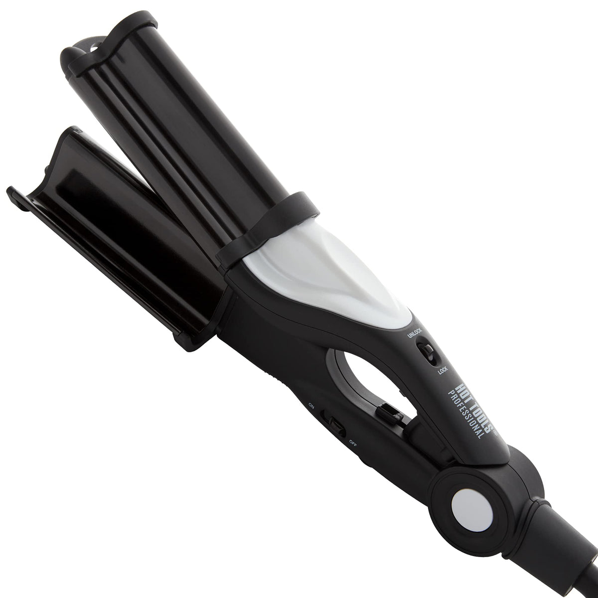 Hot Tools Pro Artist Nano Ceramic Deep Waver overview shows smooth glide and frizz control.