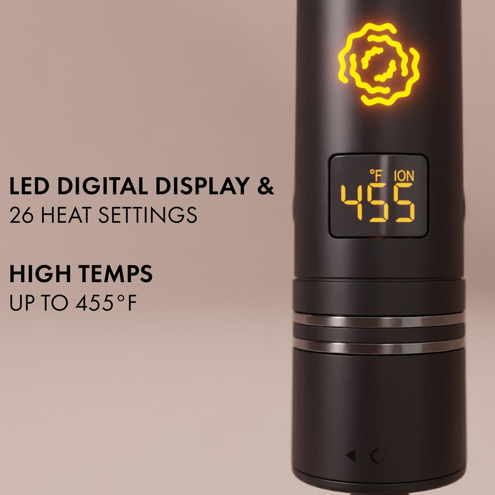 HOT TOOLS Pro Artist SmoothWave angled view displays 26 heat settings up to 455F for all hair types.