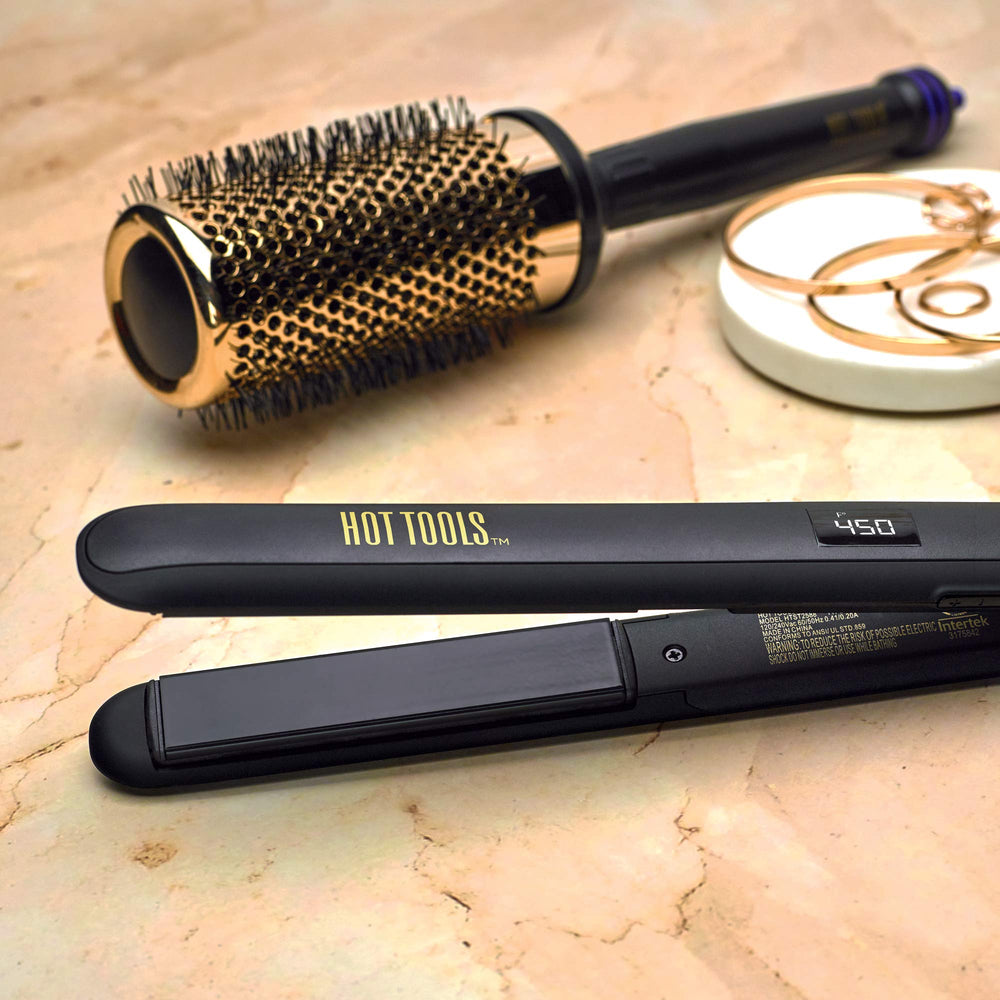 Hot Tools Pro Signature flat iron includes heat-resistant glove and storage pouch