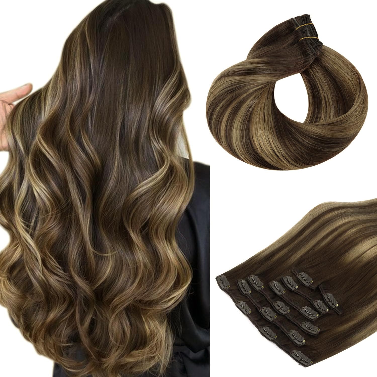 Hotbanana clip-in extensions pack opened for quick volume and length