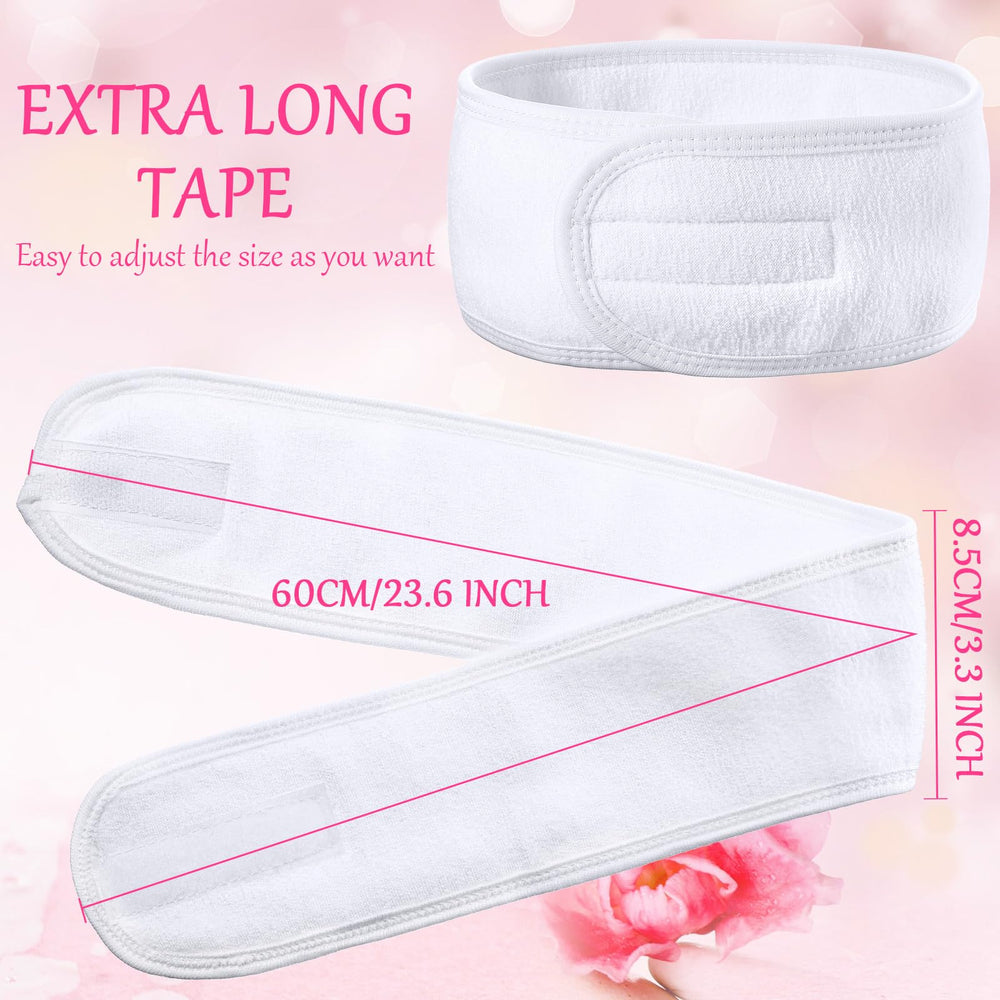 Hoteam spa headband white adjusted-on-head showcases customizable fit