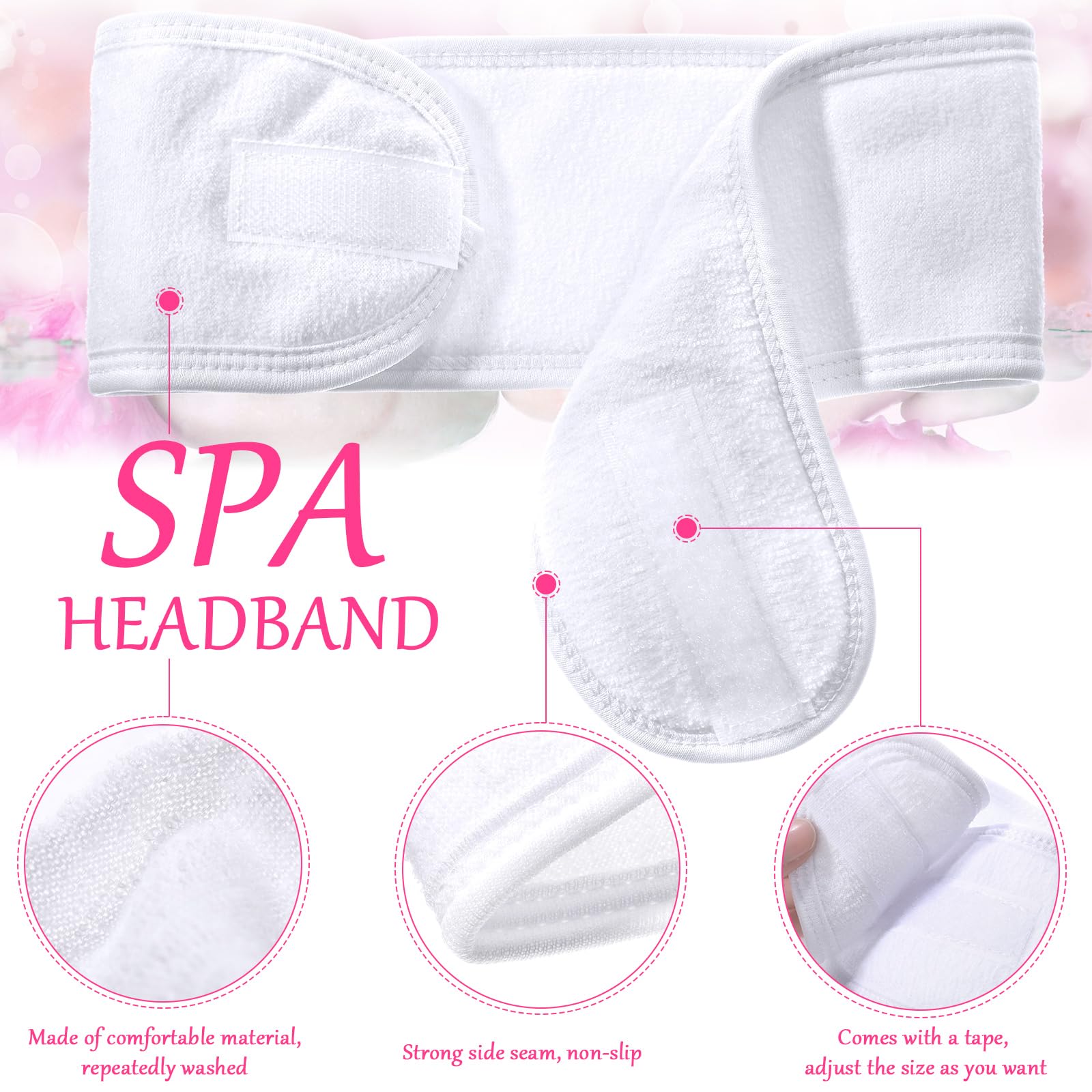 Hoteam spa headband white with-tape keeps secure during routines