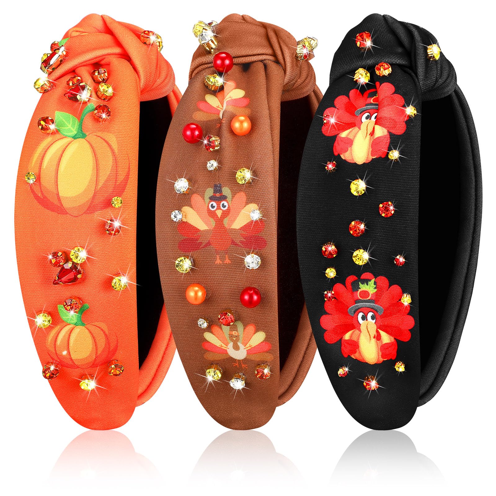Hoteam Thanksgiving headband 3-pack topknots adds festive sparkle for holiday photos