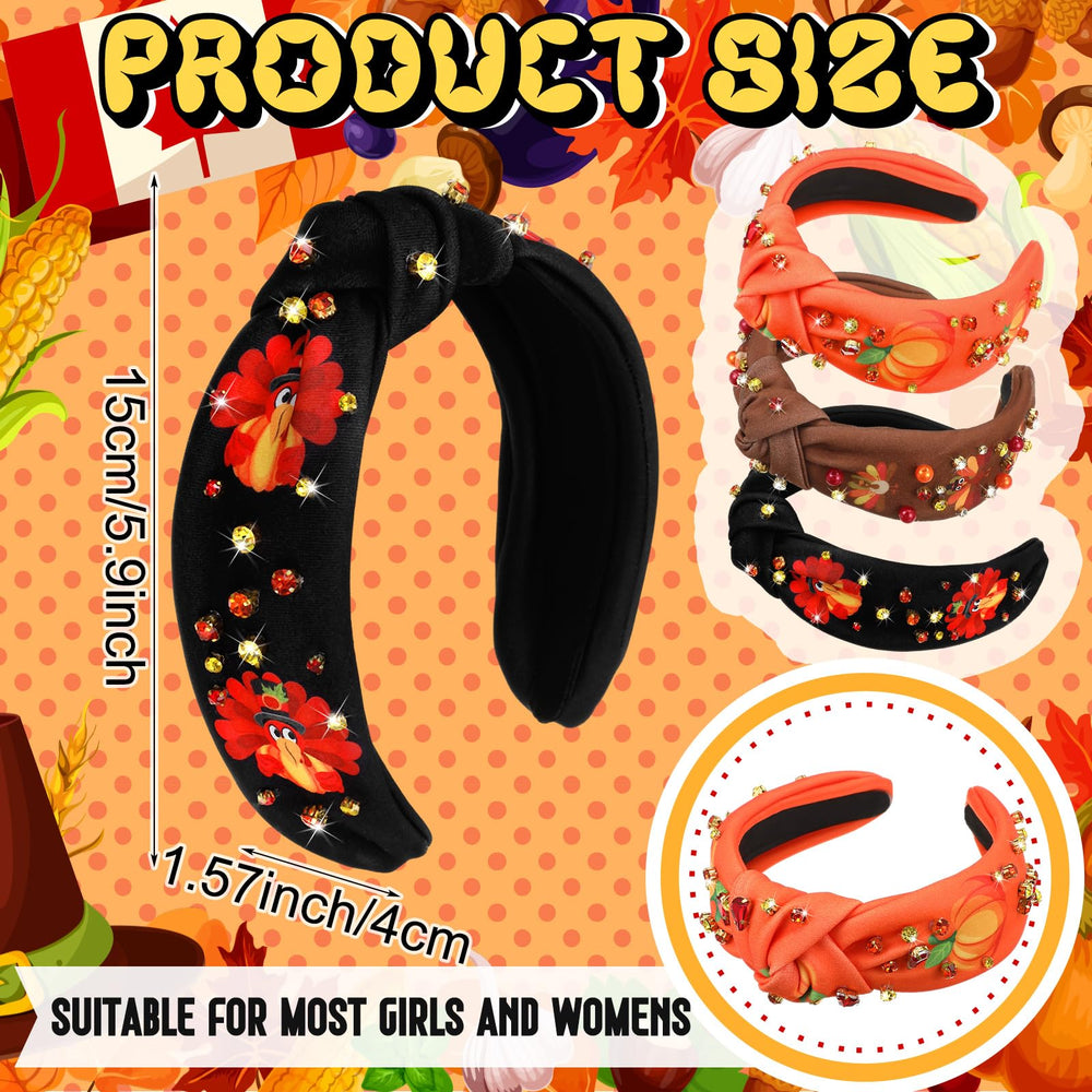 Hoteam Thanksgiving headband turkey-pumpkin design enhances seasonal styling for parties
