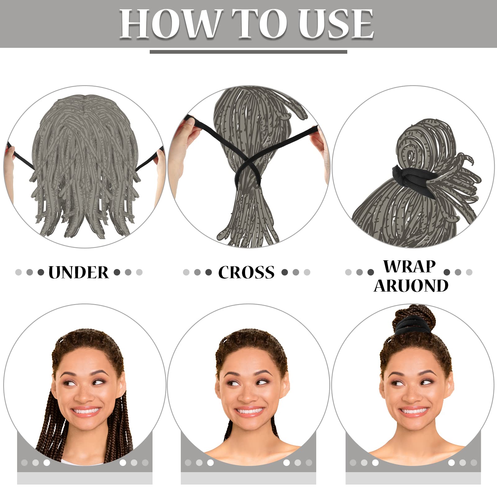 Hoteam thick hair ties provide strong hold that resists slipping.