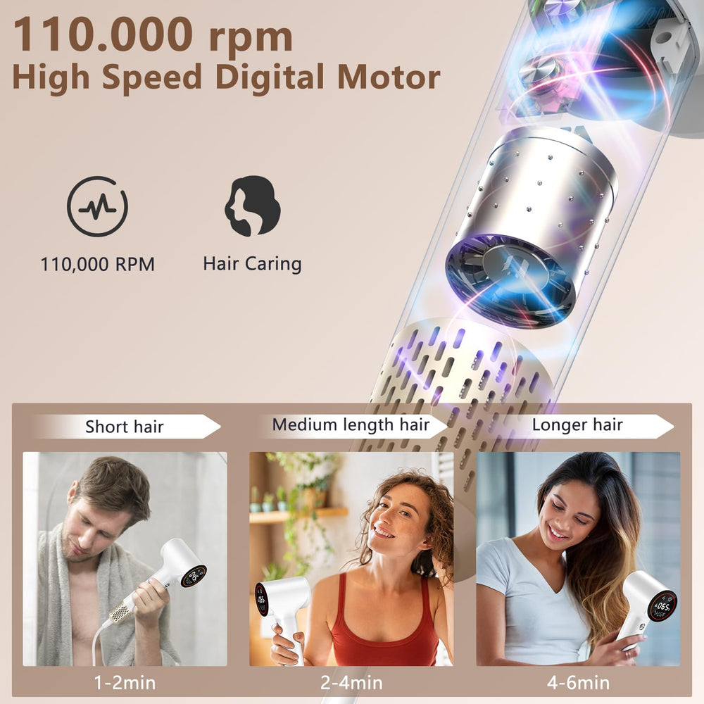 HOTLIFE Hair Dryer 360-degree magnetic nozzles enable versatile styling options.