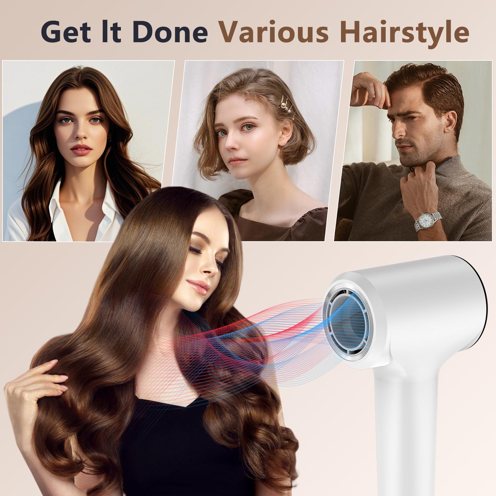 HOTLIFE Hair Dryer plasma ions help reduce static and boost shine.