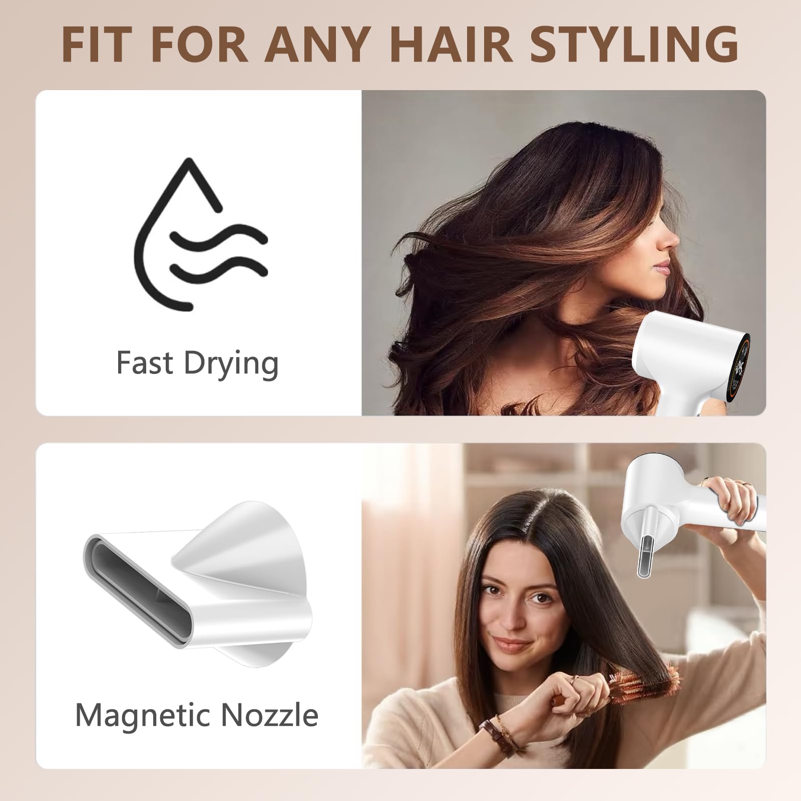 HOTLIFE Hair Dryer quiet operation keeps routine peaceful under 59dB.