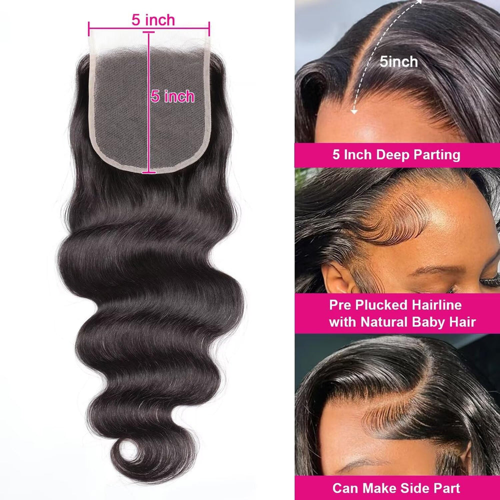 Hotlulana lace closure skin-tone blend for invisible wear and versatile styling