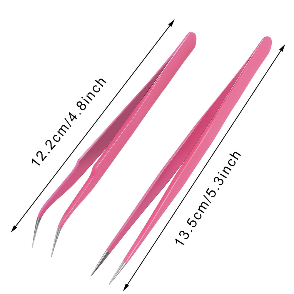 Hotop curved-tip tweezer in pink ideal for isolating and lifting lashes with precision.