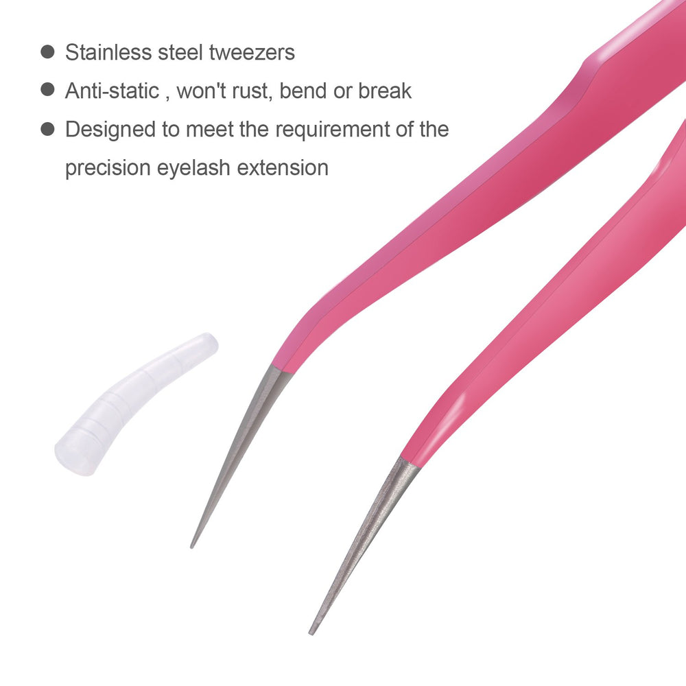 Hotop stainless steel eyelash tweezers resist rust and anti-magnetic for salon use.
