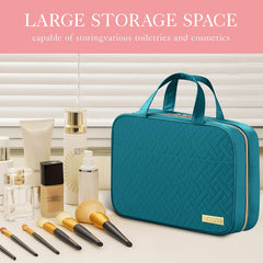 HOTOR cosmetic bag four compartments for quick access to toiletries during travel.