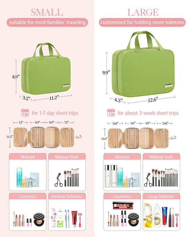 HOTOR travel toiletry bag four-compartment layout keeps items separated and accessible