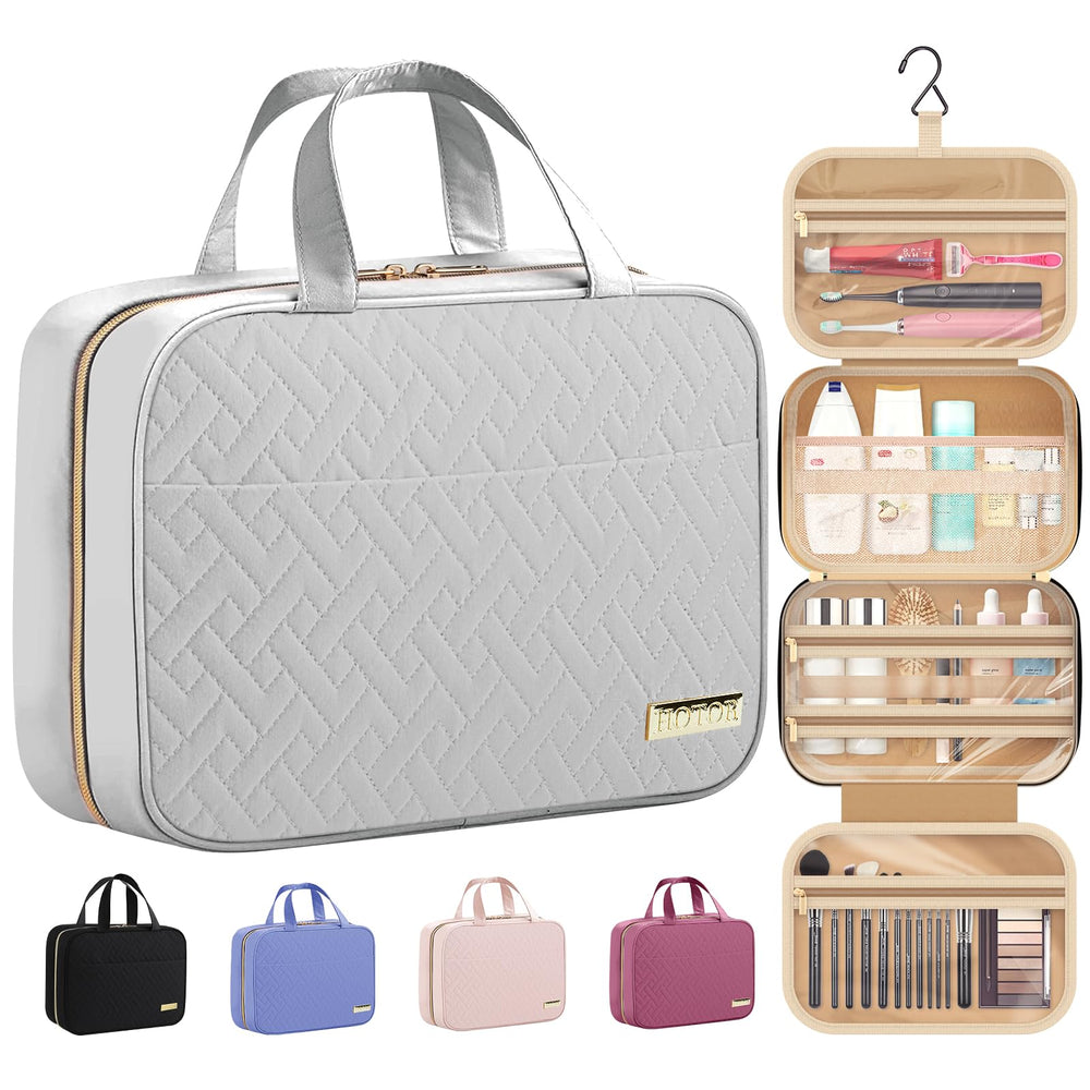HOTOR Travel Toiletry Bag with foldable hanging design enables compact organization on the go.
