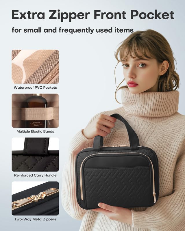 HOTOR travel toiletry bag hanging hook enables easy hanging in bathrooms