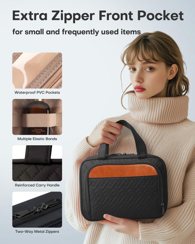 HOTOR travel toiletry bag hanging hook enables easy setup in bathrooms or hotel rooms