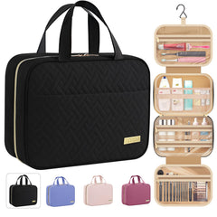 HOTOR travel toiletry bag hanging hook enables easy bathroom access