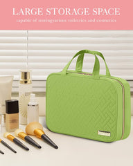 HOTOR travel toiletry bag hanging open reveals spacious interior for toiletries on trips