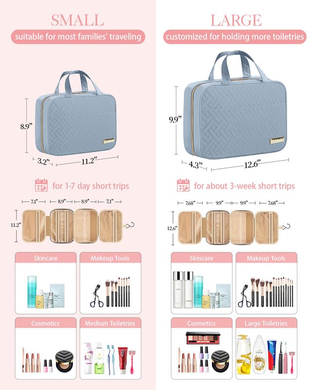 HOTOR Travel Toiletry Bag hook-in-use demonstrates hands-free bathroom setup