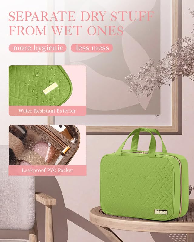 HOTOR travel toiletry bag sturdy metal hook supports hands-free vanity setup