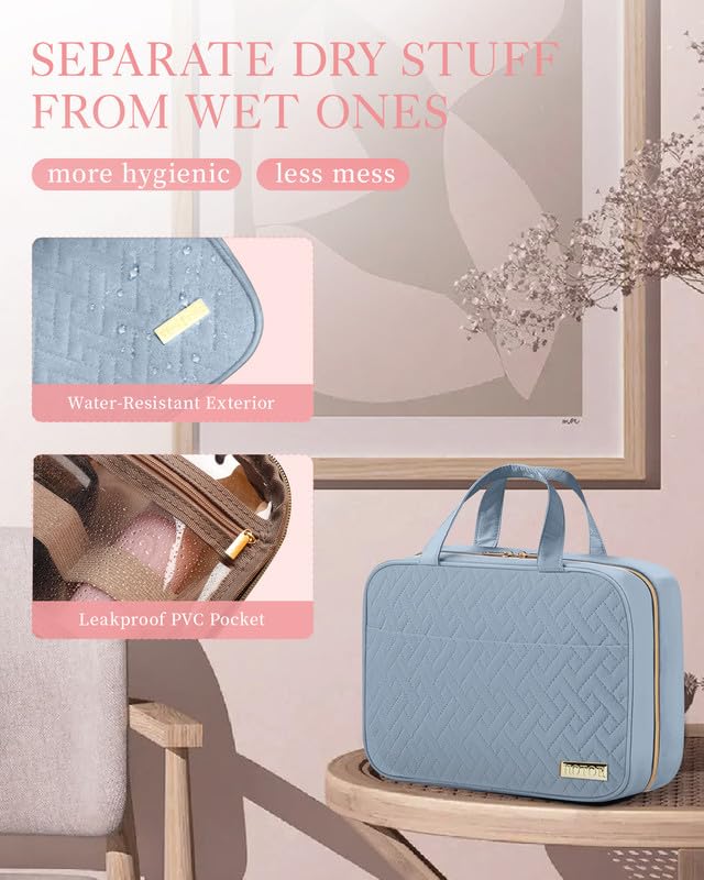 HOTOR Travel Toiletry Bag waterproof pockets keep wet items separate during travel