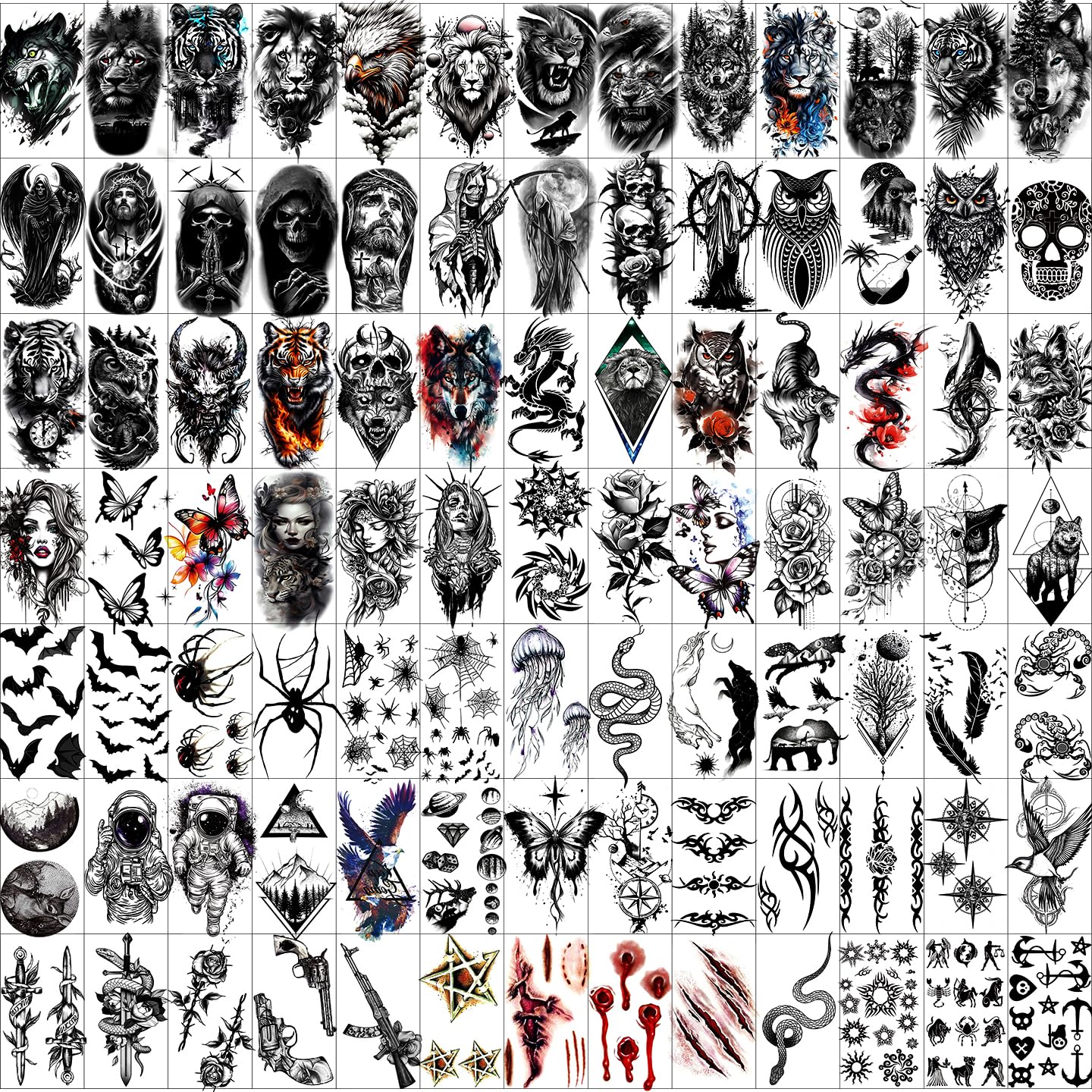 Hotoyannia 102-sheets Halloween tattoos pack for quick costume accents