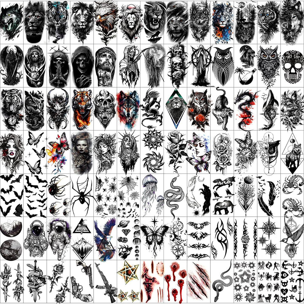 Hotoyannia 102-sheets Halloween tattoos pack for quick costume accents