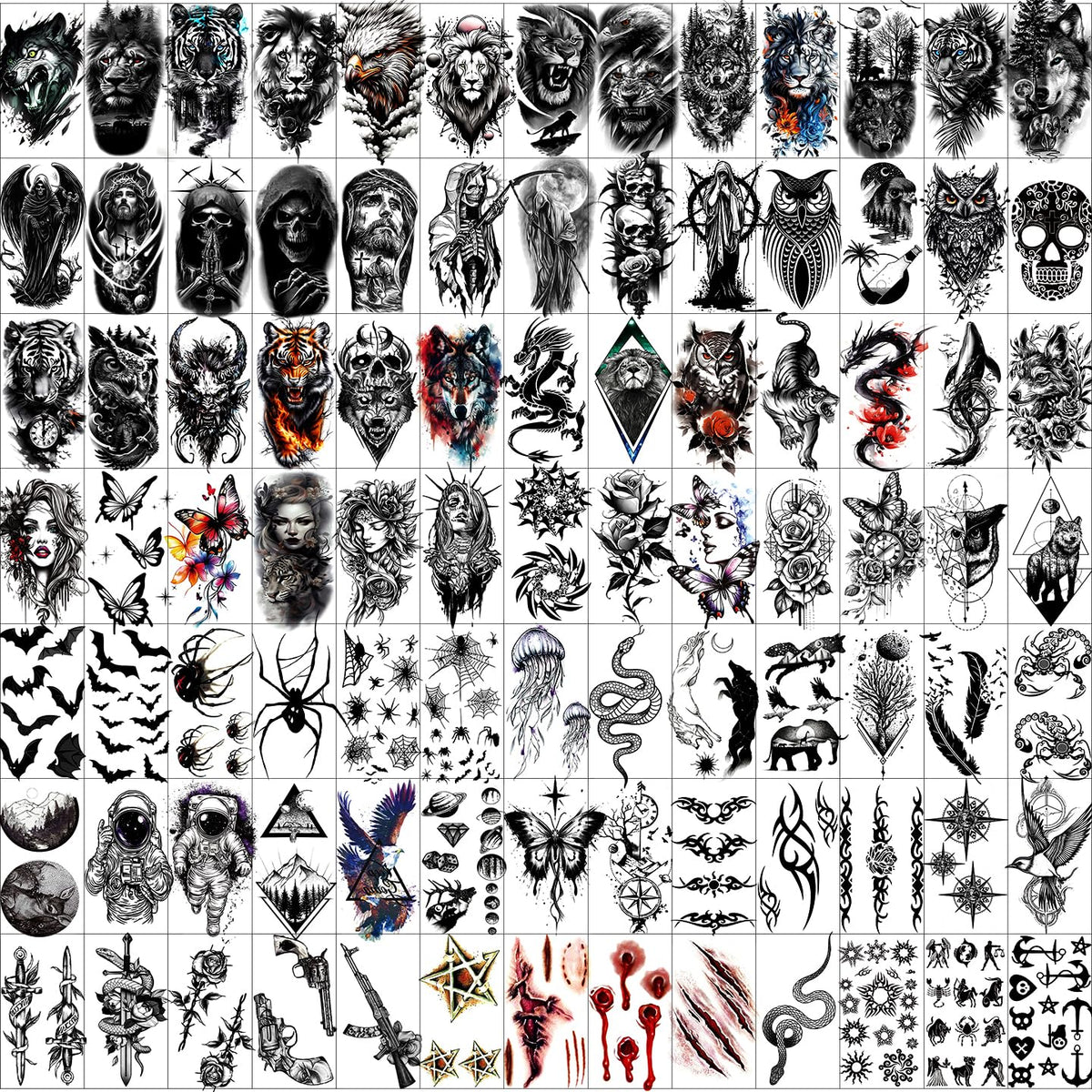 Hotoyannia 102-sheets Halloween tattoos pack for quick costume accents