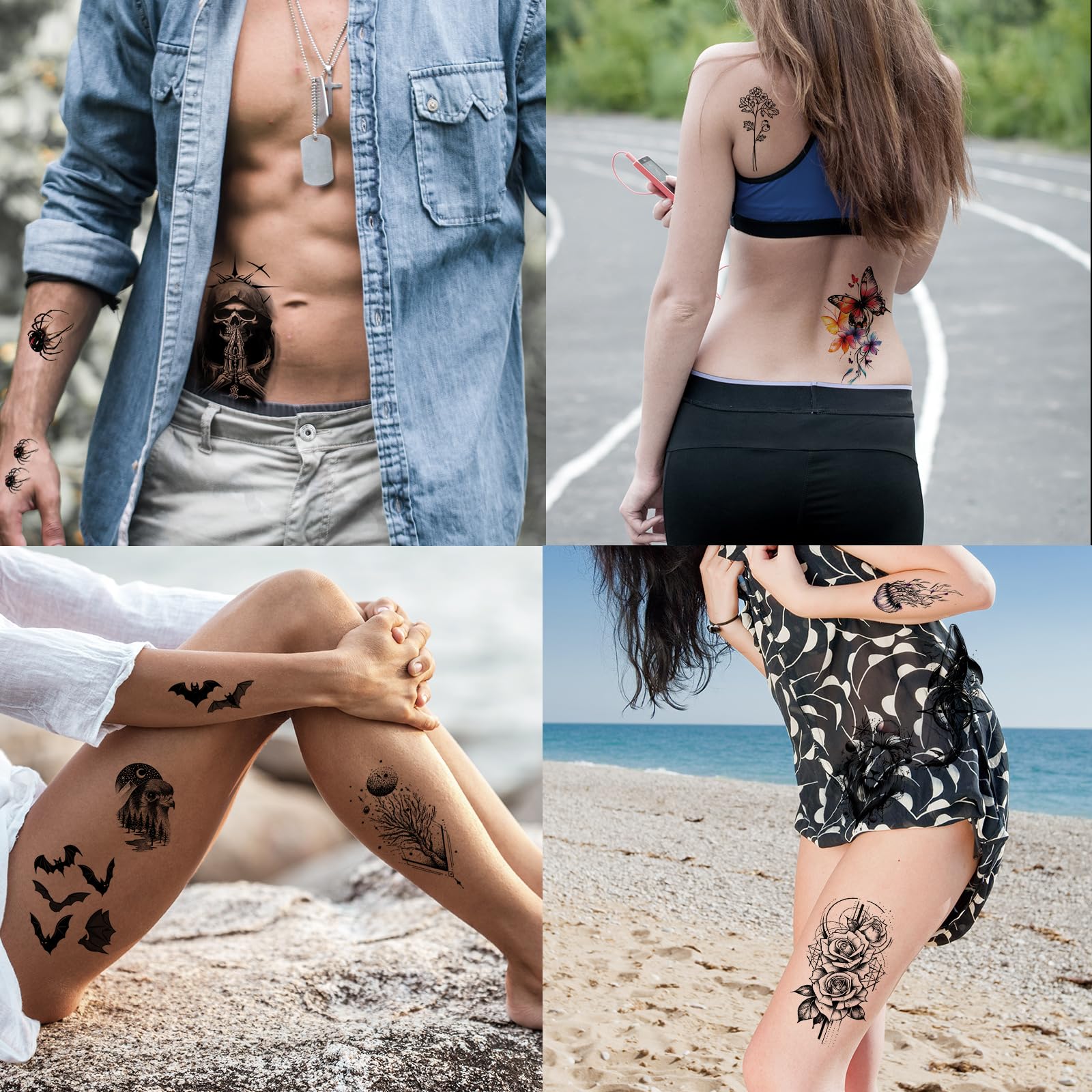 Hotoyannia tiger skeleton skull tattoo adds eerie Halloween detail