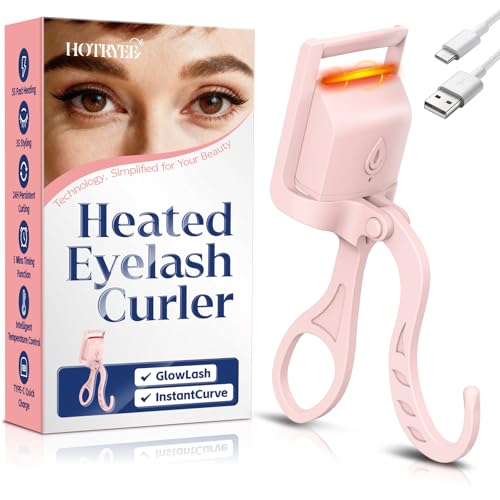 HOTRYEE heated eyelash curler warming up for instant curl activation