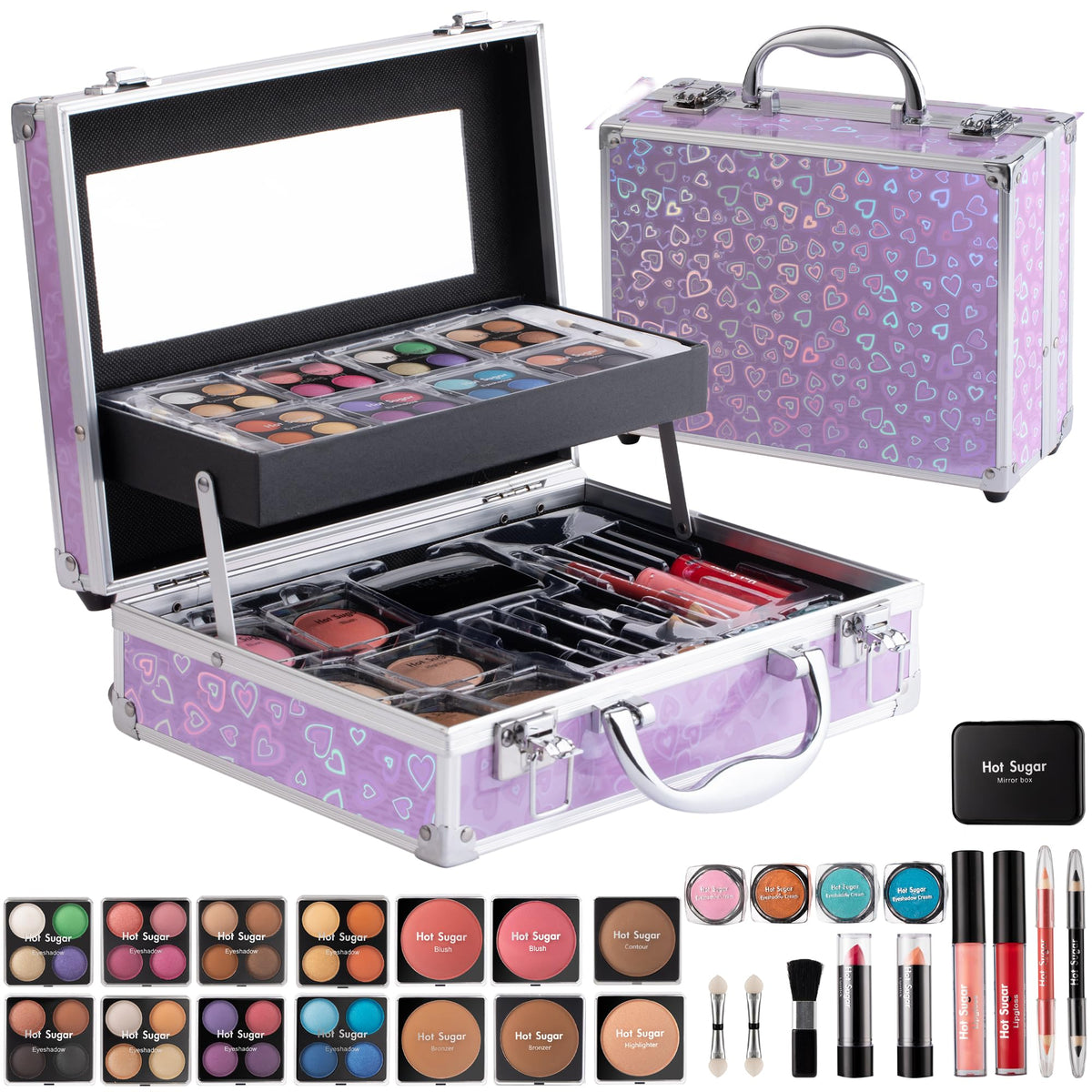 Hot Sugar Ultimate Makeup Kit open case shows organized storage for makeup looks