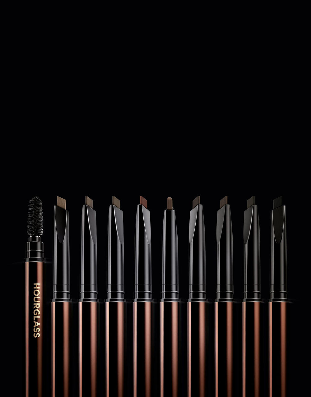 Hourglass Arch Brow Pencil mechanical design offers controlled, buildable definition.