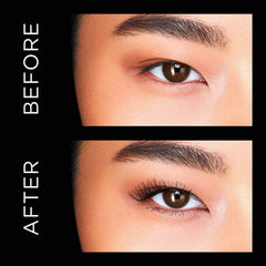 Hourglass Caution Extreme Lash Mascara 4D brush close-up demonstrates lift, separation, and double volume.