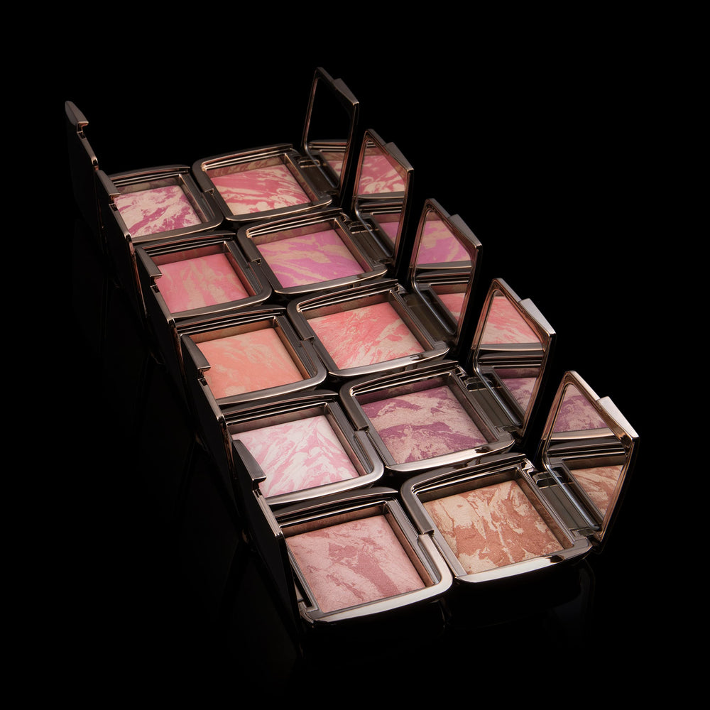 Hourglass Mood Exposure blush packaging closeup highlights premium vegan formula and pocket-friendly design.