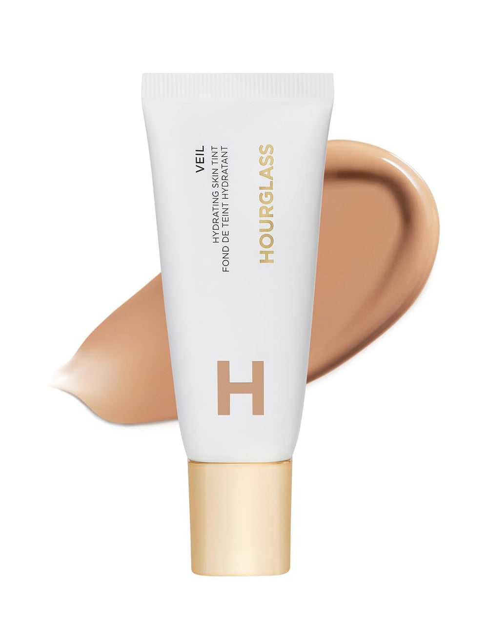 Hourglass Veil Hydrating Skin Tint bottle closeup shows dewy glow for radiant skin