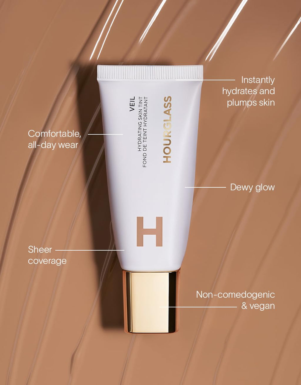 Hourglass Veil Hydrating Skin Tint creates radiant glow in portraits