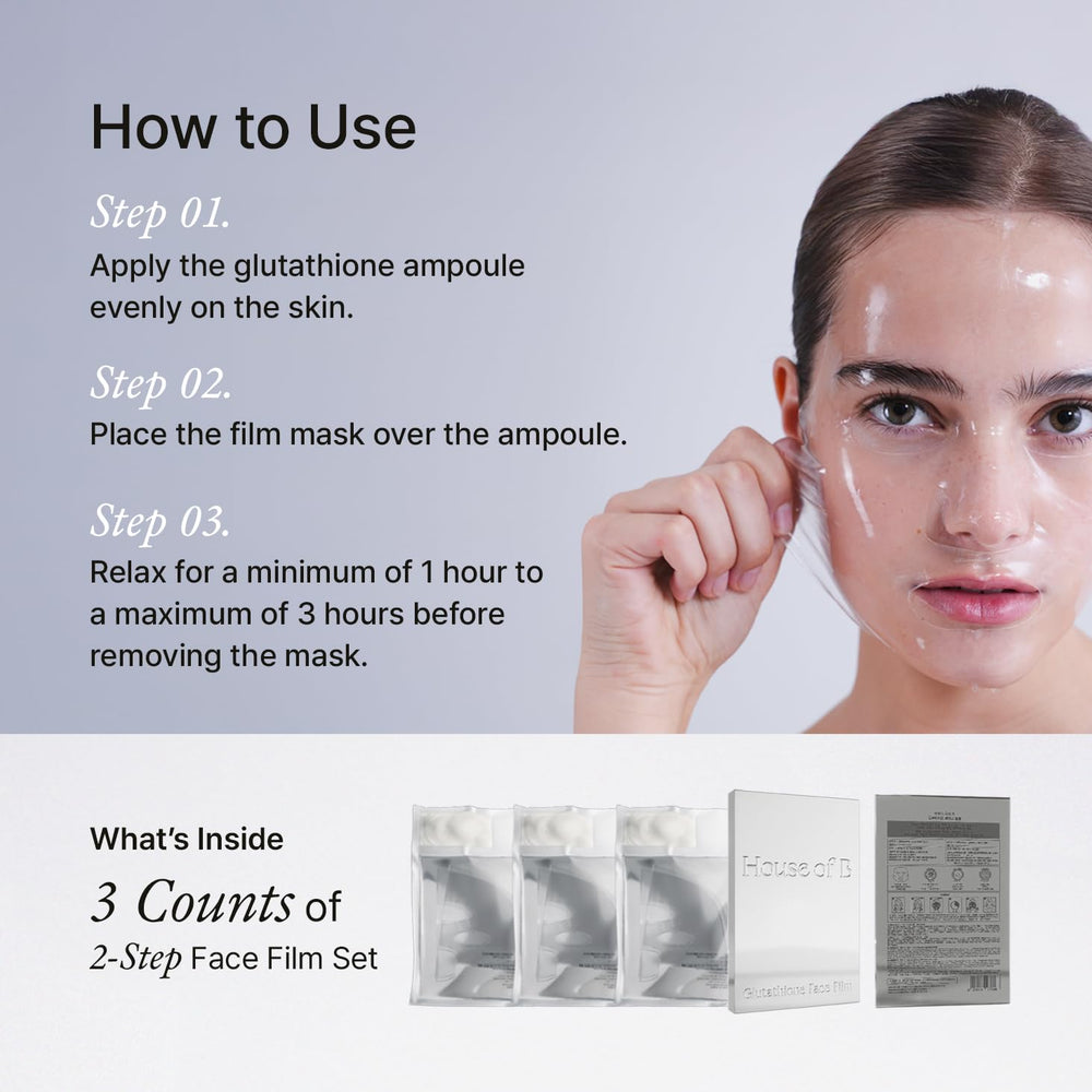 House of B Glow Glutathione Korean mask palette showcasing premium ingredients