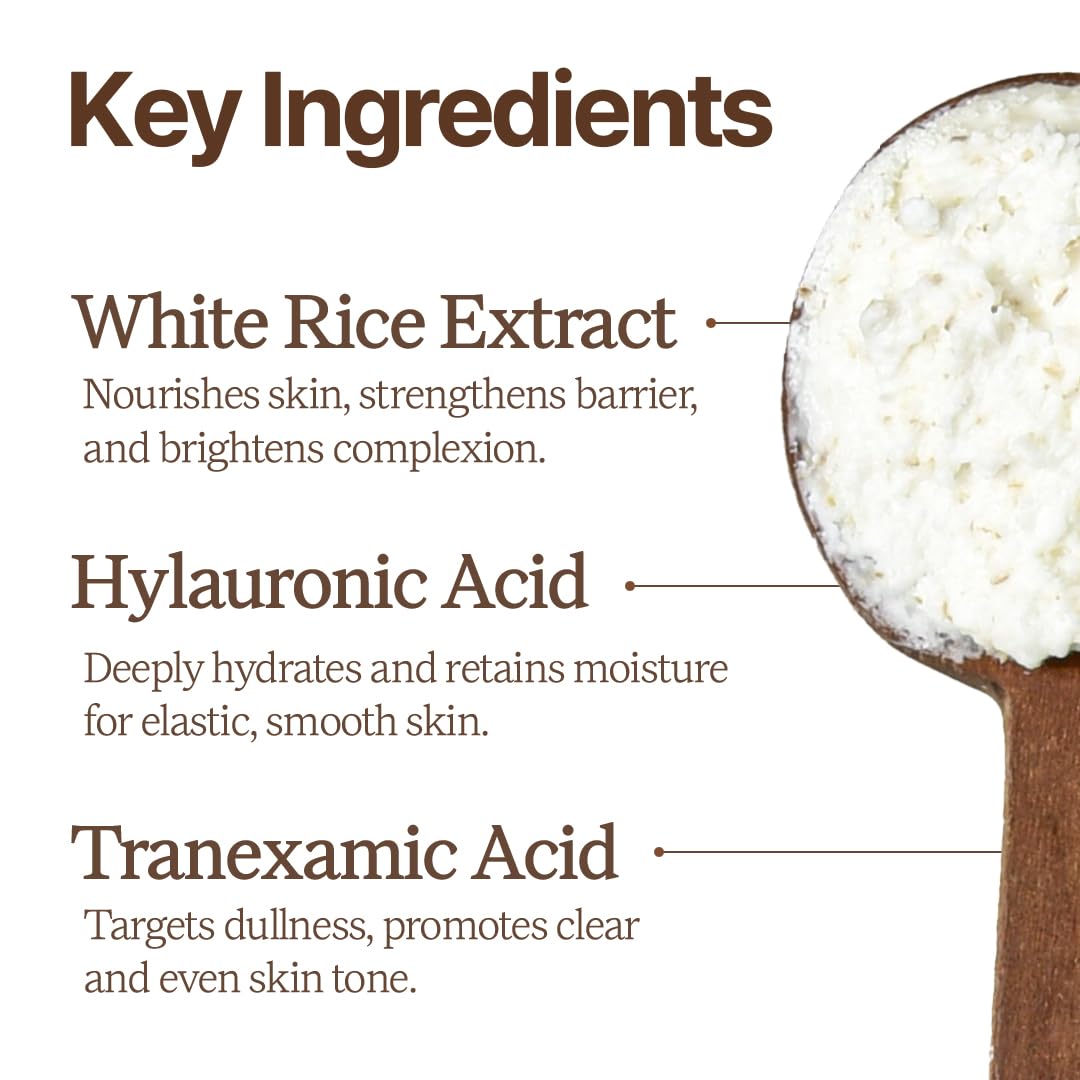 Close-up of House of Dohwa Rice Bran Powder Wash being applied to skin.