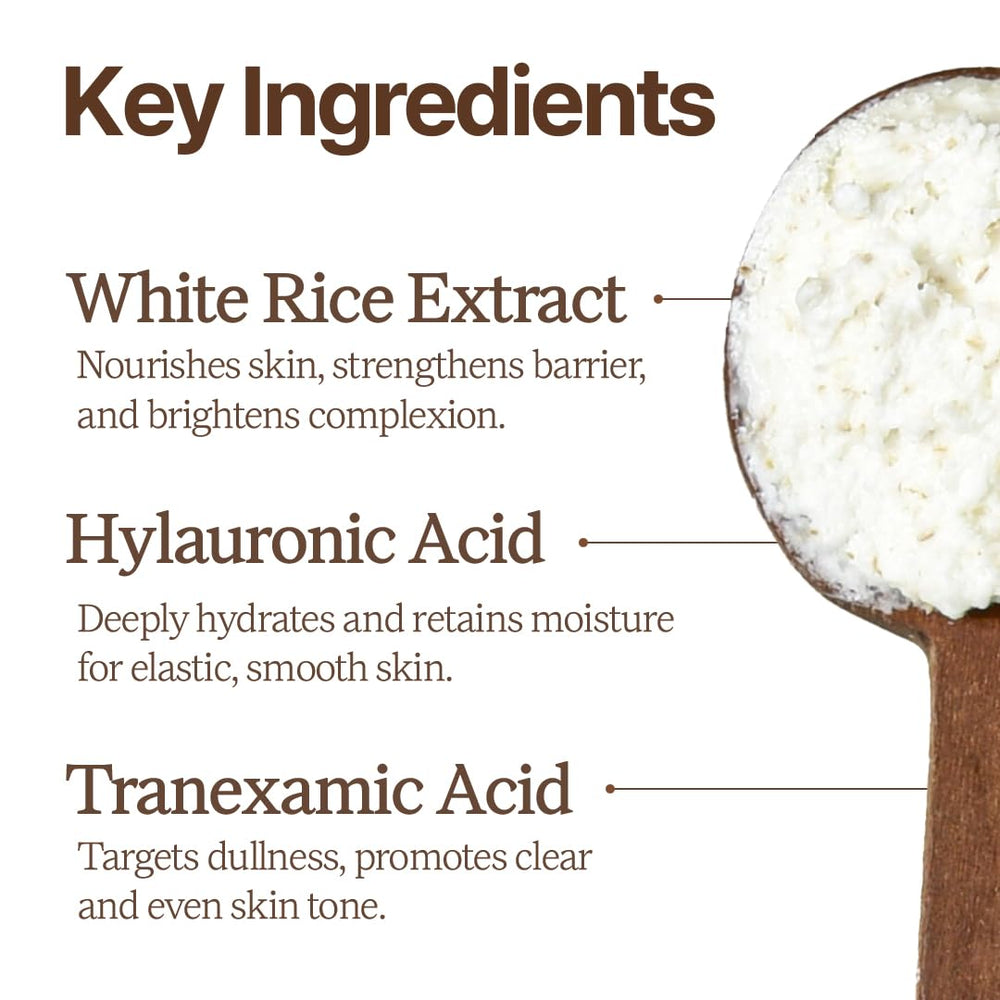 Close-up of House of Dohwa Rice Bran Powder Wash being applied to skin.