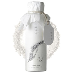 House of Dohwa Rice Bran Powder Wash packaging with vegan certification and Korean sourcing.