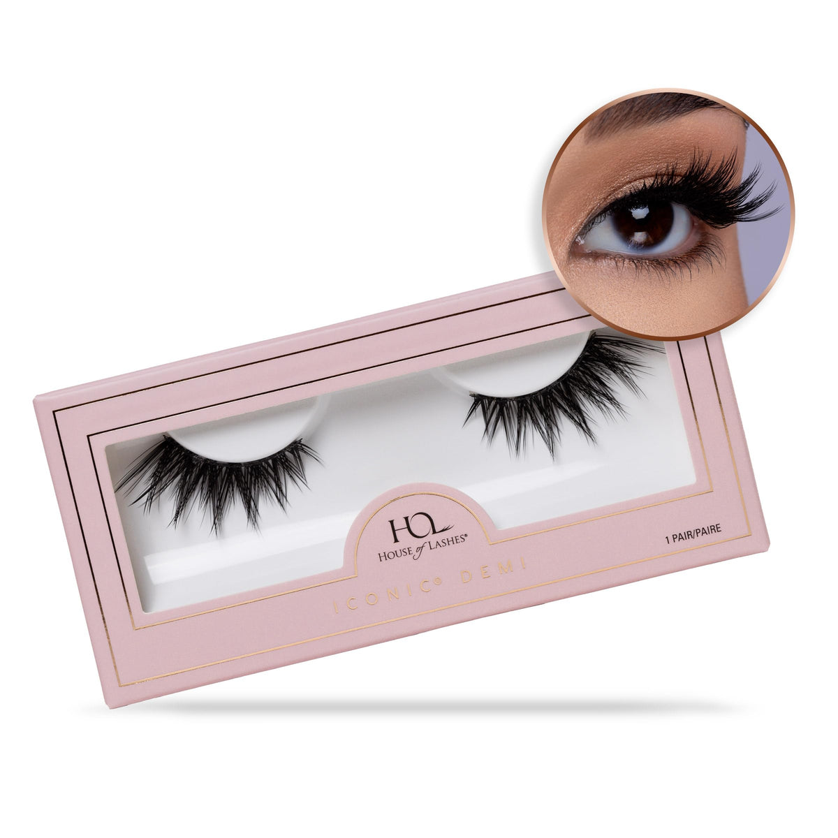 House of Lashes Iconic Demi lashes in full cat-eye look for bold drama