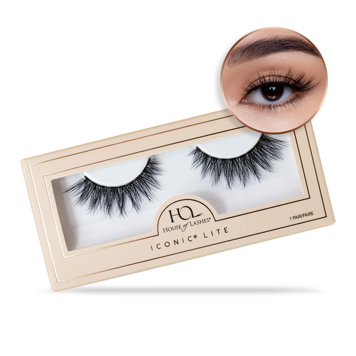 House of Lashes Iconic Lite 3D fibers closeup showing natural texture for daily wear.